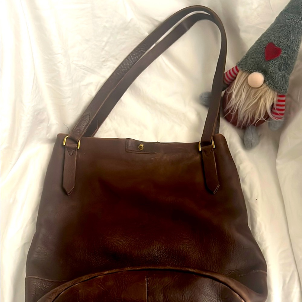 Elegant Brown Leather Tote Bag